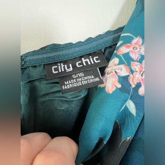 City Chic Jade Blossom Bloom Cocktail Dress Teal Green Blue Pink Floral Black 16 - Picture 10 of 14